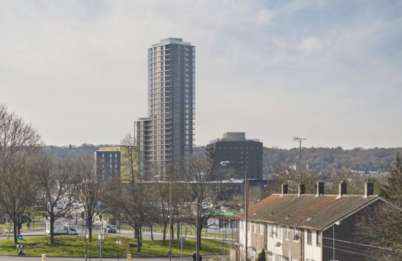 abbey wood tower from Thamesmead